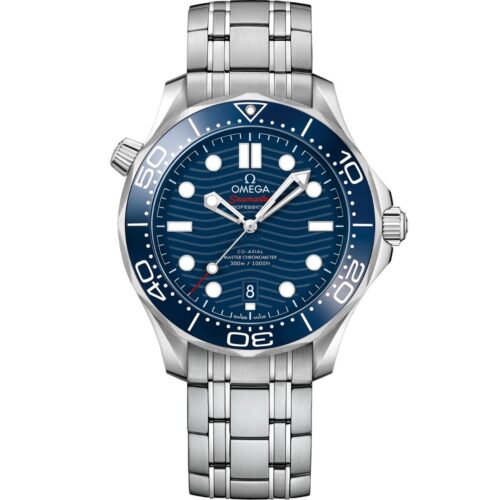 Omega Seamaster Diver 300m 42mm 210.30.42.20.03.001 with blue dial and stainless steel bracelet.