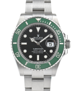 Dive into sophistication with the Rolex Submariner Hulk. Its vibrant green bezel and impeccable craftsmanship redefine luxury, making a bold statement both underwater and on your wrist.