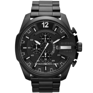 Diesel Mega Chief Chronograph Black Dial Watch DZ4283 - Striking black dial with oversized numerals, chronograph sub-dials, and a powerful, modern design.
