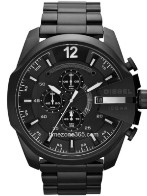 Diesel Mega Chief Chronograph Black Dial Watch DZ4283 - Striking black dial with oversized numerals, chronograph sub-dials, and a powerful, modern design.
