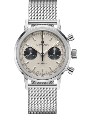 Unveiling classic allure, the Hamilton Intra-Matic Chronograph H White Dial H38429110 is a timeless masterpiece. With its crisp white dial, it seamlessly combines vintage charm with modern precision.