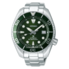 Seiko Prospex Automatic Sumo SPB103J1: A distinctive dive watch featuring a green dial, luminescent markers, and stainless steel bracelet. Crafted for precision and style, it's an ideal timepiece for underwater enthusiasts.