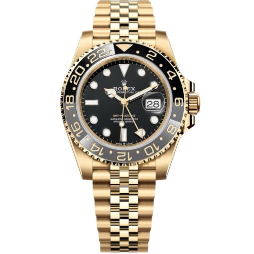 Rolex GMT-Master II 126718GRNR-0001 Yellow Gold Black Dial Jubilee