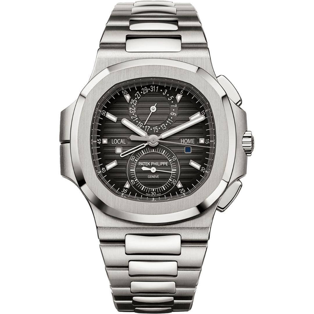 Patek Philippe Nautilus 40.5mm 5990/1A-001 with black dial and stainless steel bracelet.