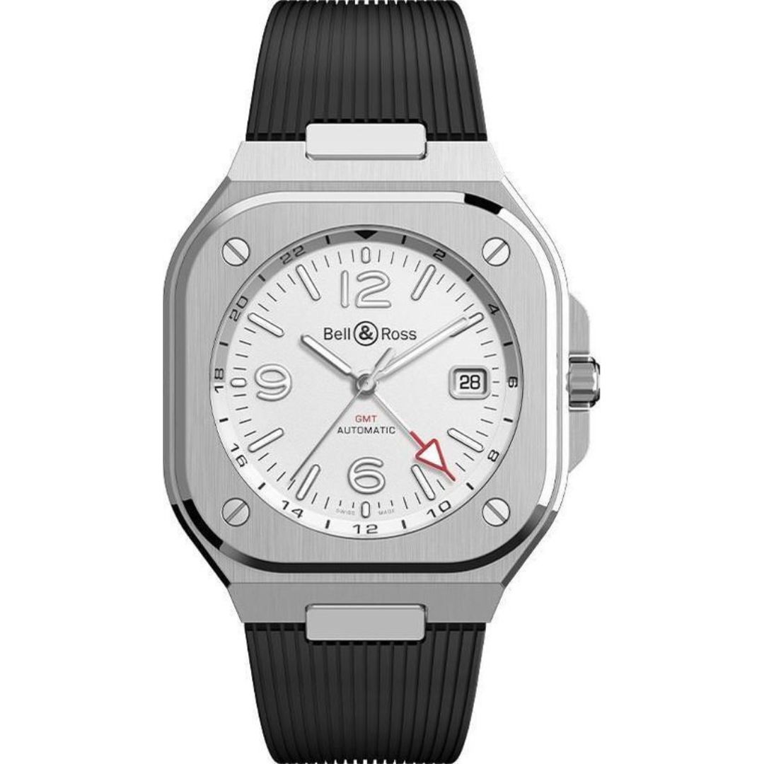Bell & Ross BR 05 GMT White 41mm BR05G-SI-ST/SRB