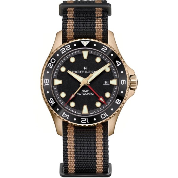 Hamilton Khaki Navy Scuba Auto GMT H82565930 Bronze Black Dial