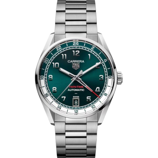 tag-heuer-carrera-twin-time-wda2114-ba0043_1 Tag Heuer Carrera Twin-Time WDA2114.BA0043 Stainless Steel Green Dial