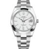 Rolex Datejust 41 126300 in steel oyster bracelet with white dial