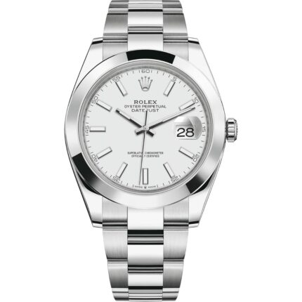 Rolex Datejust 41 126300 in steel oyster bracelet with white dial