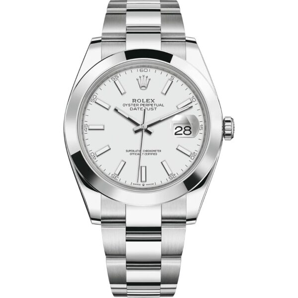 Rolex Datejust 41 126300 in steel oyster bracelet with white dial