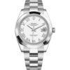 Rolex Datejust 41 126300 in steel oyster bracelet with white roman dial