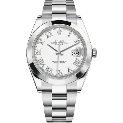 Rolex Datejust 41 126300 in steel oyster bracelet with white roman dial