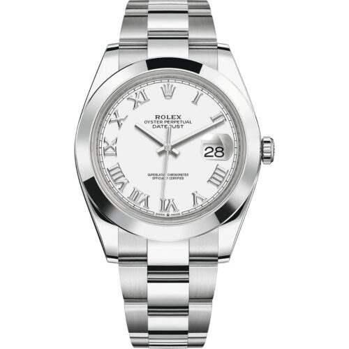 Rolex Datejust 41 126300 in steel oyster bracelet with white roman dial