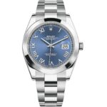 Rolex Datejust 41 126300 in steel oyster bracelet with blue roman dial