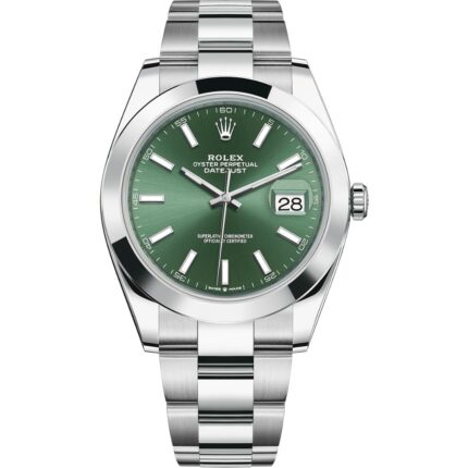 Rolex Datejust 41 126300 in steel oyster bracelet with green dial