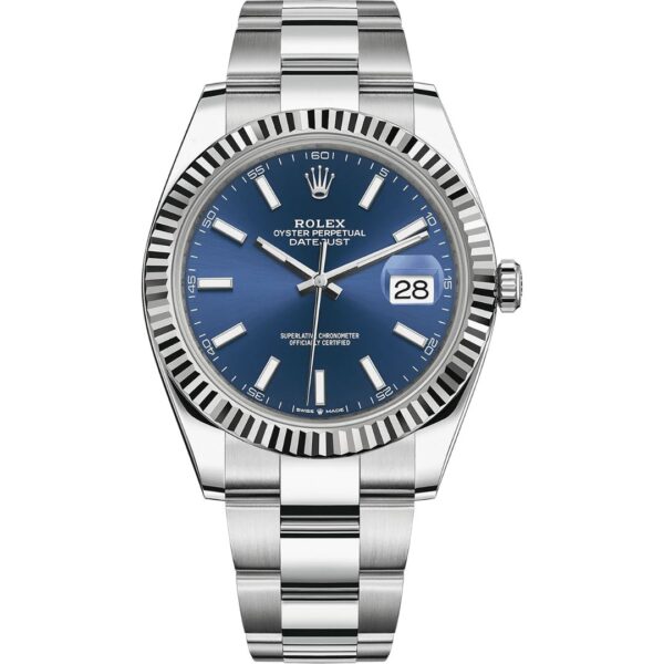 Rolex Datejust 41 126334 in steel oyster bracelet with blue dial