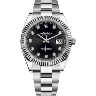 Rolex Datejust 41 126334 in steel oyster bracelet with black diamond dial