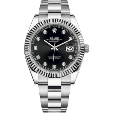 Rolex Datejust 41 126334 in steel oyster bracelet with black diamond dial