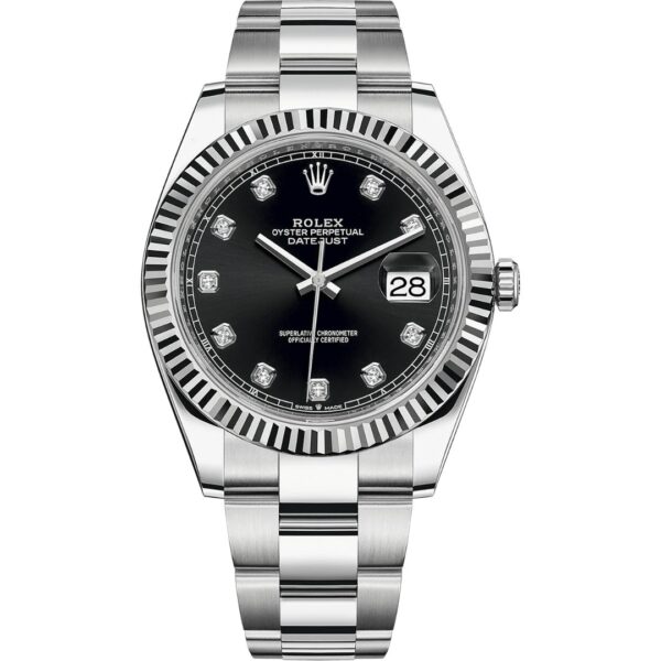 Rolex Datejust 41 126334 in steel oyster bracelet with black diamond dial