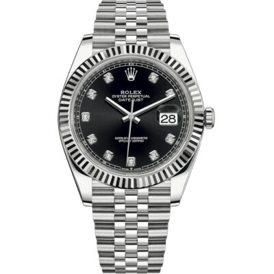 Rolex Datejust 41 126334 in steel jubilee bracelet with black diamond dial