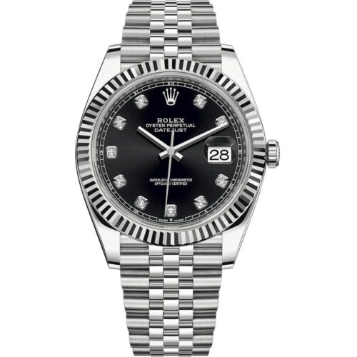 Rolex Datejust 41 126334 in steel jubilee bracelet with black diamond dial
