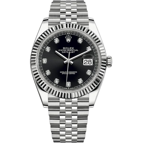 Rolex Datejust 41 126334 in steel jubilee bracelet with black diamond dial