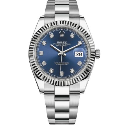 Rolex Datejust 41 126334 in steel oyster bracelet with blue diamond dial