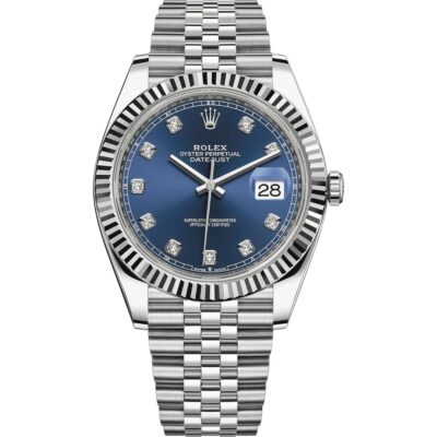 Rolex Datejust 41 126334 in steel jubilee bracelet with blue diamond dial