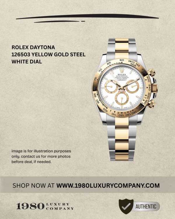 Rolex Daytona 126503 in yellow gold and stainless steel with white dial