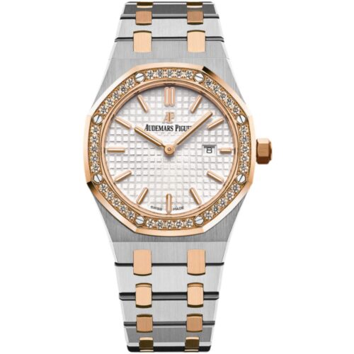 Audemars Piguet Royal Oak 33 67651SR.ZZ.1261SR.01 in stainless steel with silver dial and diamond bezel