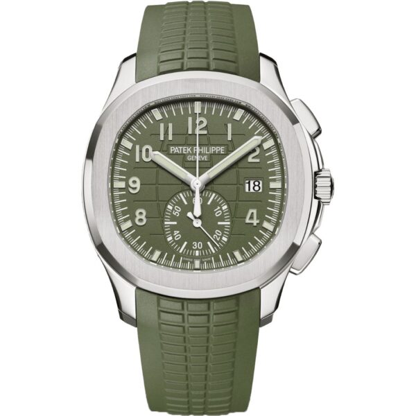 patek-philippe-aquanaut-chronograph-5968g-010_1 Patek Philippe Aquanaut Chronograph 5968G-010 White Gold Green Dial